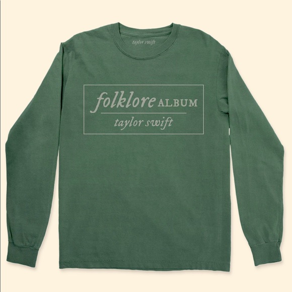 taylor swift folklore era in exile forest green white tshirt top shirt long NEW - Picture 1 of 16